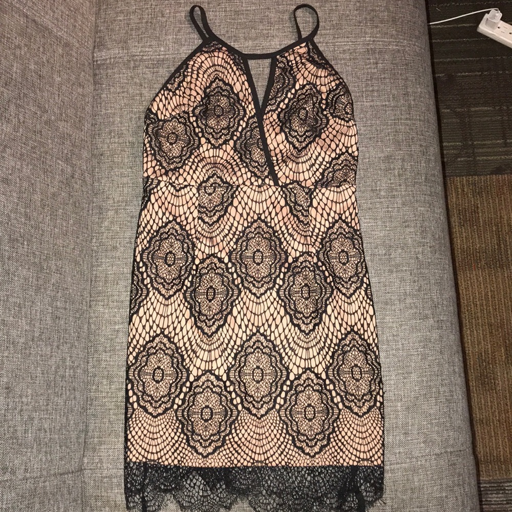 DREAMSTATE SMALL LACE BLACK/NUDE SEXY MINI DRESS